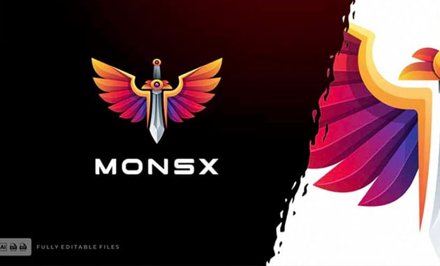 Wing Sword Gradient Colorful Logo