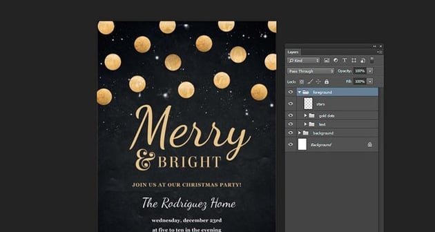 Gold Confetti Christmas Party Invitation