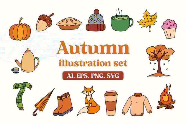 Autumn illustration set