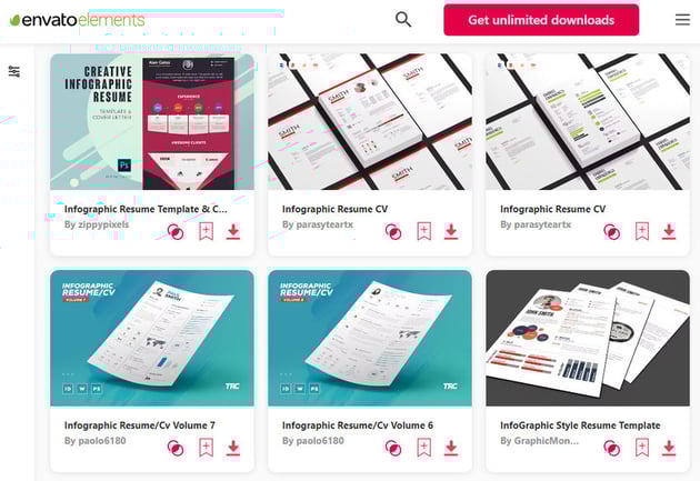 Hundreds of creative infographic resume templates on Envato Elements