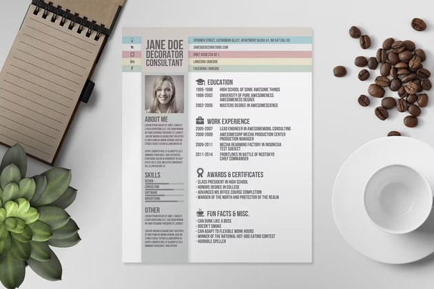 Creative design ResumeCV Template V Photoshop PSD