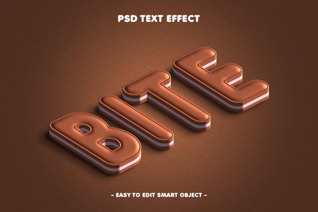 Chocolate bite editable PSD text effect