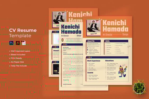 Creative resume with retro look
