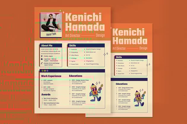 Creative resume with retro look