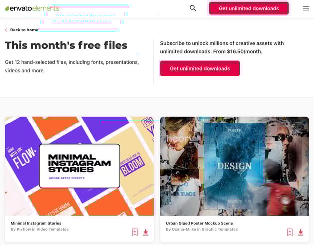 Free Envato Elements monthly files