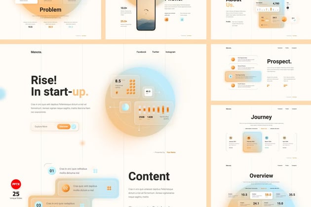 Slide templates with aesthetic background in pastel colors.