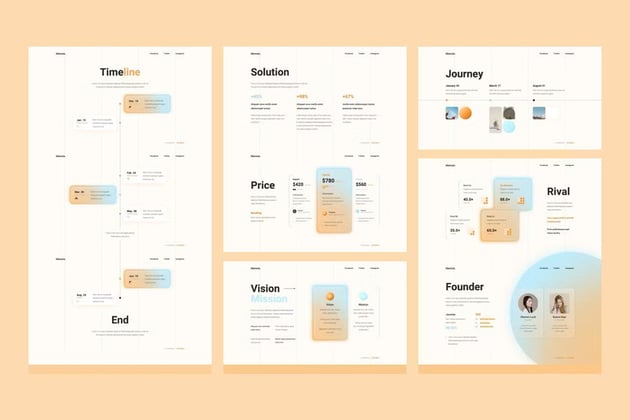02 Slide templates with aesthetic background in pastel colors.