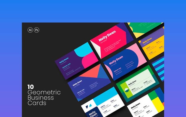 10 Geometric business card templates bundle