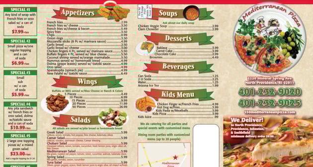 Takeout Menu Template Free Download