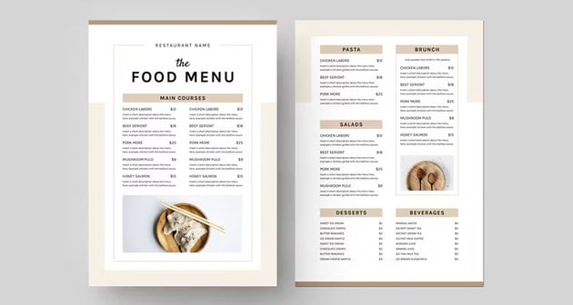 Food Menu MS Word & Indesign