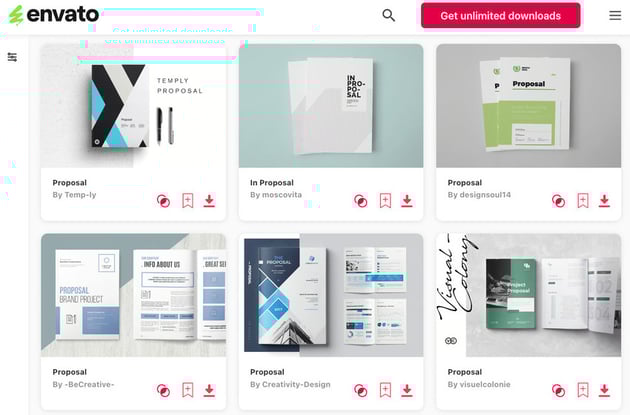 Top freelance business proposal template downloads on Envato.