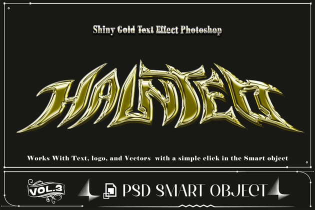 3D Shiny Gold text effect PSD template