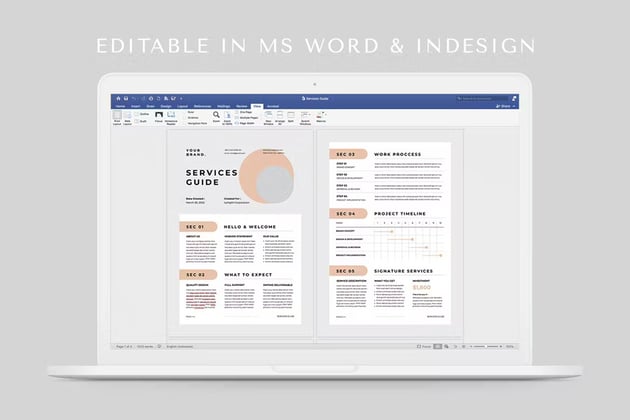 Services guide template for Word and InDesign
