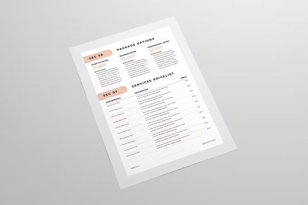 Services guide template for Word and InDesign