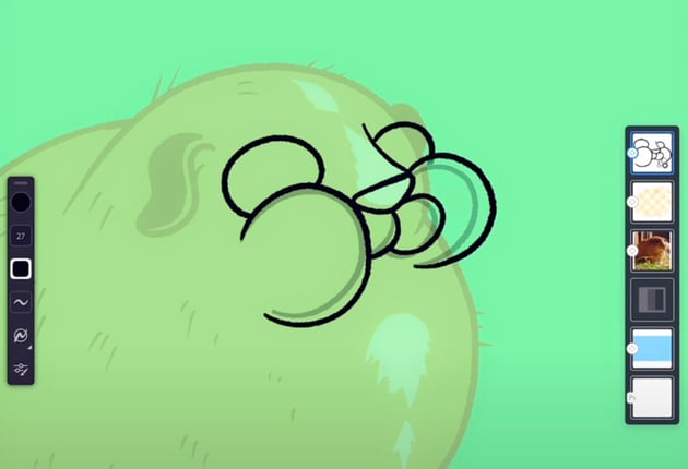 Adobe Fresco animation: add a mega-chonky cheek frame.