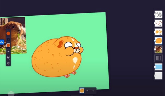 Using Adobe Fresco to animate: add some dots in the whiskers area.