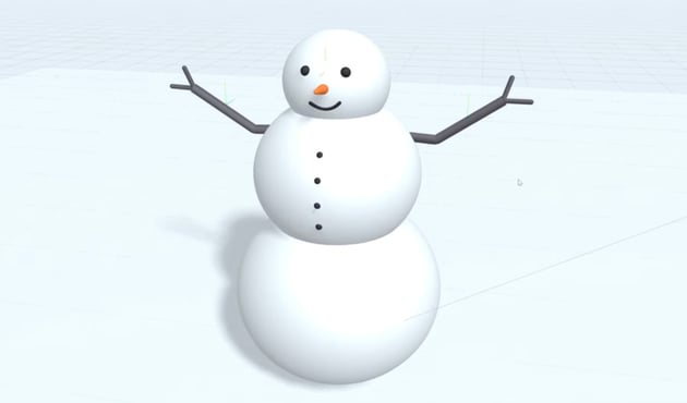 Finished snowman with arms.