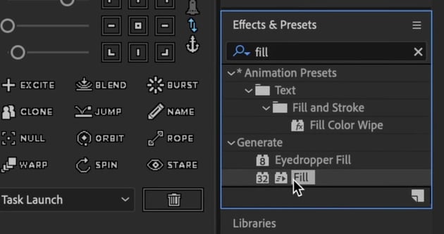 How to animate a poster in After Effects: Fill effect.