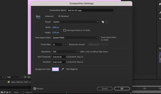 After Effects poster​: Composition Settings.