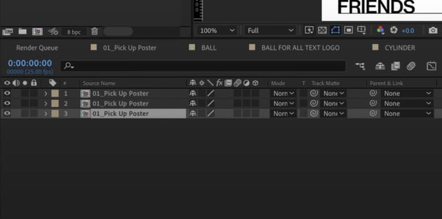 After Effects design: Duplicate the final composition 3 times.