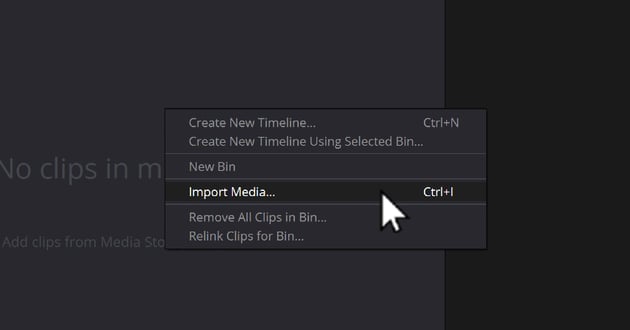 Import Media Menu