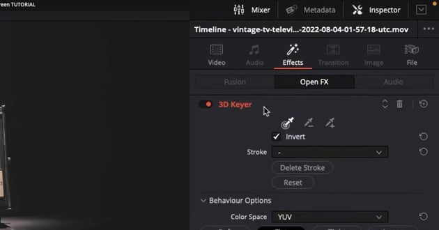 Accessing The 3d Keyer Menu Via Inspector