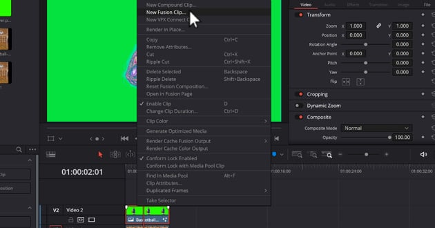 Accessing Fusion Option Through Right Clicking On Clip