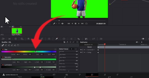 User Selecting Green Area Of Video And Changing Parameters