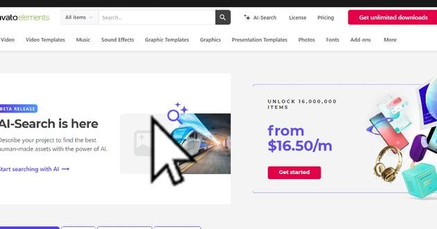 Envato Elements website thumbnail.