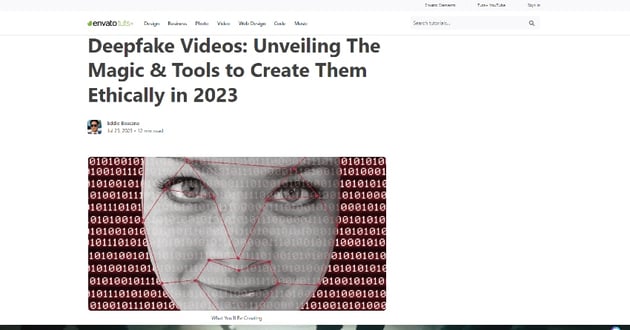 Article screen shot about deep fake Ai videos.