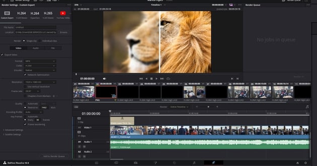 User reviewing changes and accessing export menu for article covering how to denoise in DaVinci Resolve.