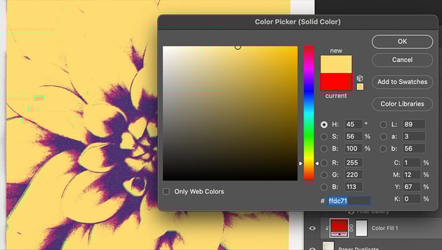 choose a color that works well with the colors in the botanical image
