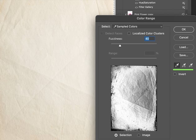 add or subtract from the selection in the color range menu