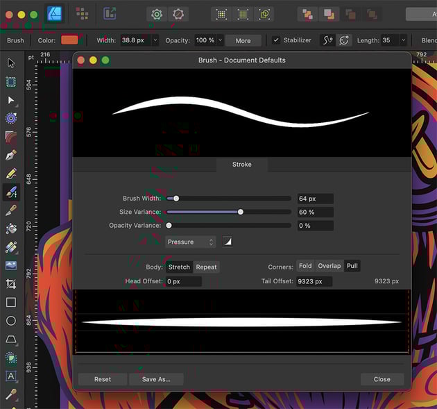 Affinity Designer's advanced pen input support