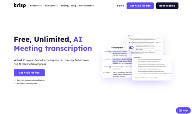 Krisp.ai landing page