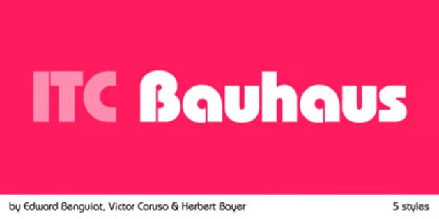 Official ITC Bauhaus typeface showing clean geometric letterforms in multiple weights