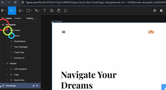 frames, groups, and layers in Figma