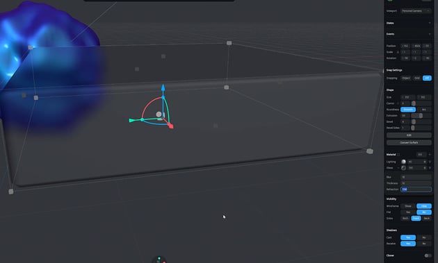 a glassy rectangle on the canvas