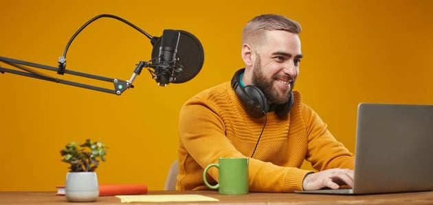 Live streaming on an orange background