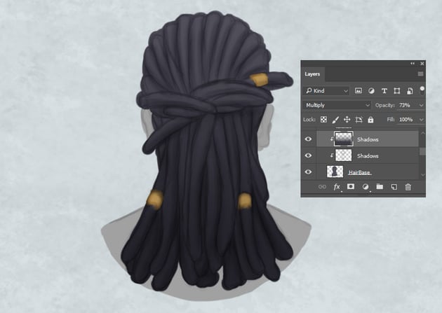 Use the Gradient Tool to Paint Shadow on Hair