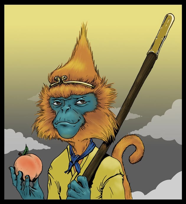 Monkey Chinese  New Year Illustration by Nik Love-Gittins