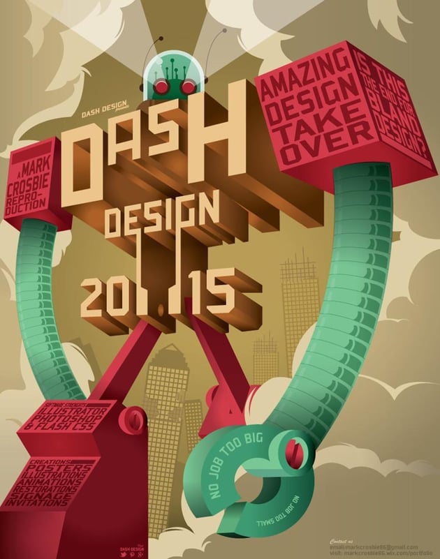 Robot Typography Illustration by Mark Crosbie