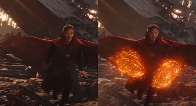 Dr Strange without and with some VFX