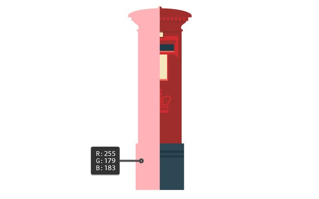 Half the post box is pink