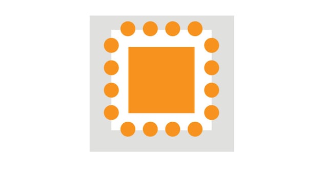 Two squares and lots of circles around it