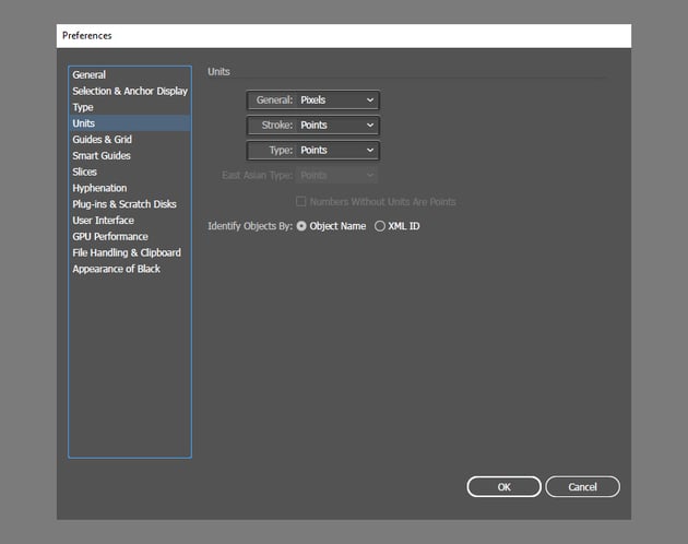 Adobe Illustrator project preferences