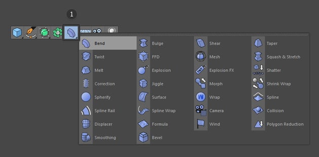 Select the bend deformer