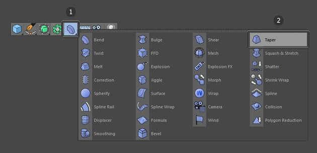 Select the taper tool