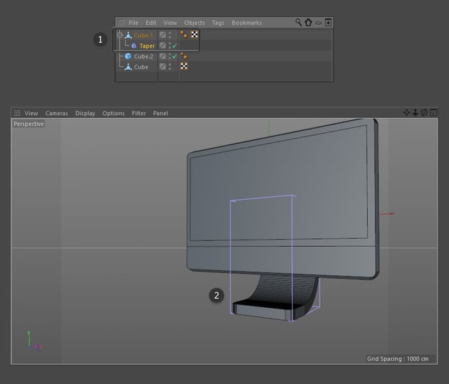 Apply the taper tool to the base