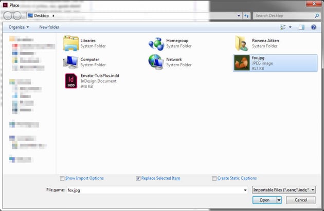 InDesign CC Book Layout - Place Image